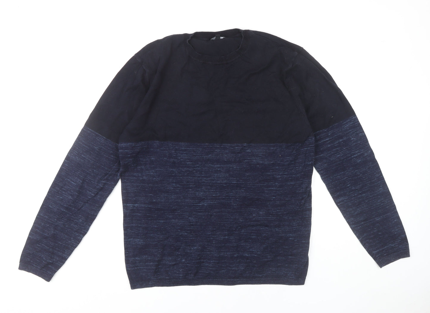 Next Mens Blue Knit Crew Neck Jumper Size L Cotton Blend