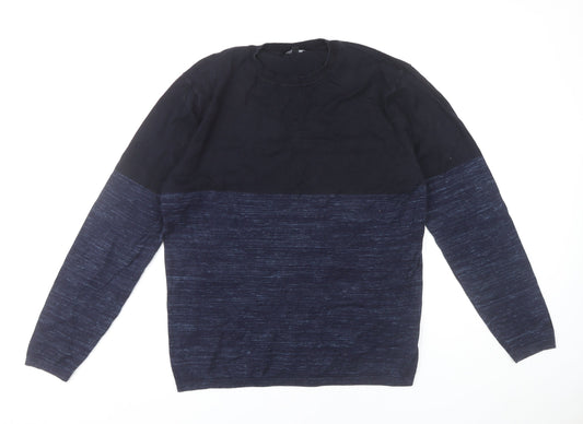 Next Mens Blue Knit Crew Neck Jumper Size L Cotton Blend
