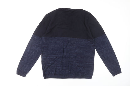Next Mens Blue Knit Crew Neck Jumper Size L Cotton Blend