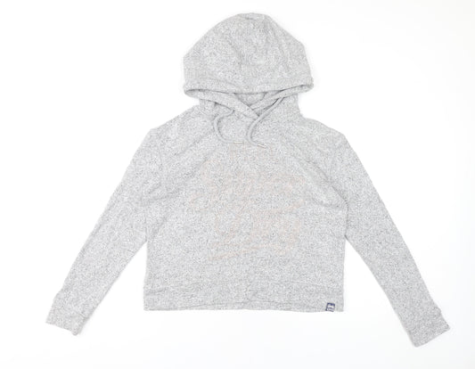Superdry Women’s Grey Hoodie UK 8 Pullover Cotton Blend