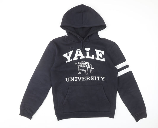 Zara Man Yale University Hoodie Black Mens S Pullover Graphic Print