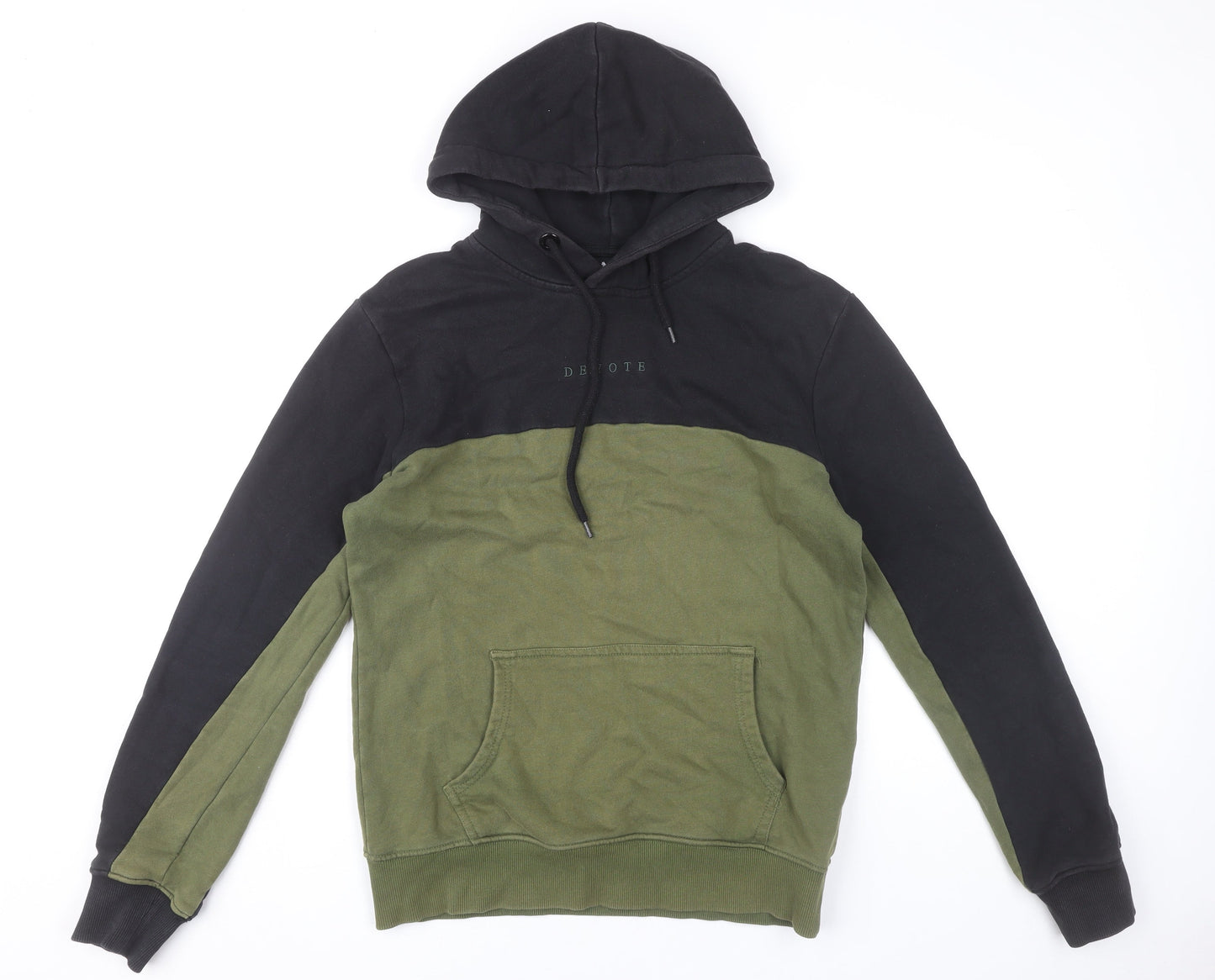 Devote London Mens Black Green Pullover Hoodie S Regular Cotton