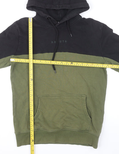 Devote London Mens Black Green Pullover Hoodie S Regular Cotton