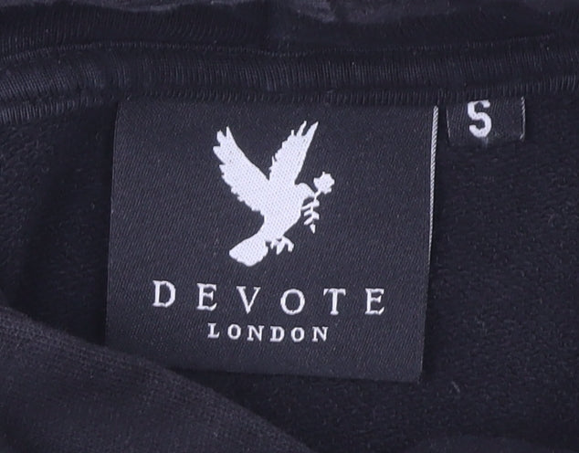 Devote London Mens Black Green Pullover Hoodie S Regular Cotton