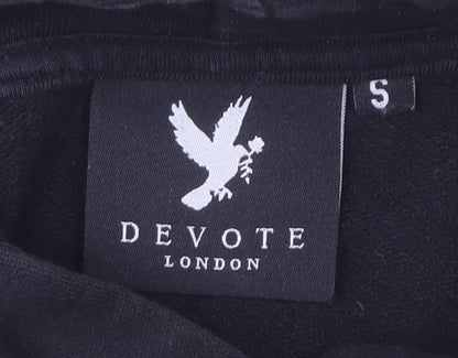 Devote London Mens Black Green Pullover Hoodie S Regular Cotton