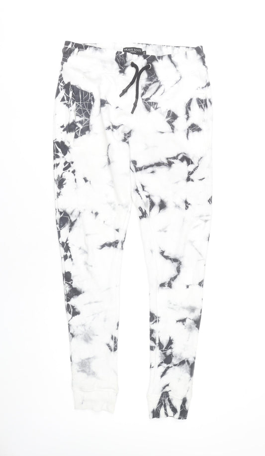 Brave Soul Men’s Multicoloured Tie-Dye Jogger Trousers Size L