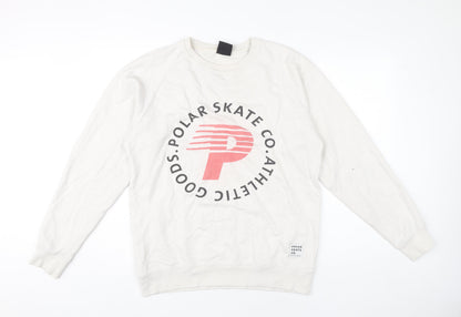Polar Skate Co. Men’s White Medium Pullover Sweatshirt Graphic Logo