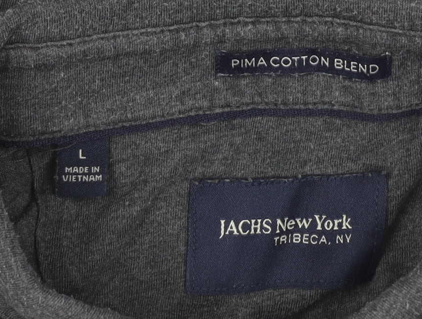 JACHS New York Men’s Grey Pima Cotton Blend Polo Shirt L