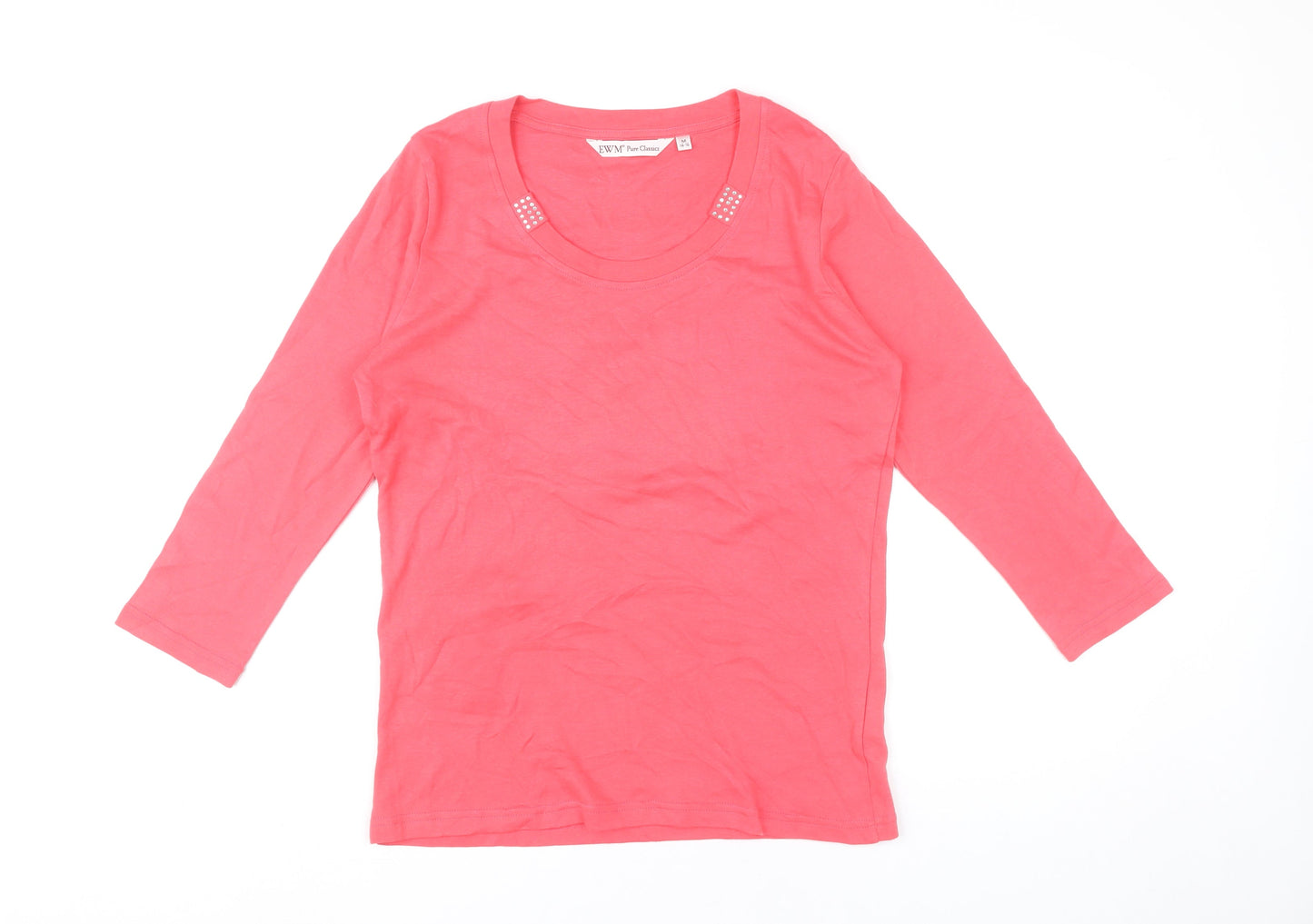 Womens UK Size 14 EWM Pure Classics Pink Basic T-Shirt