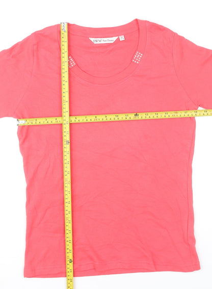 Womens UK Size 14 EWM Pure Classics Pink Basic T-Shirt