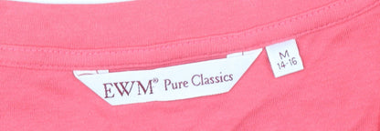 Womens UK Size 14 EWM Pure Classics Pink Basic T-Shirt