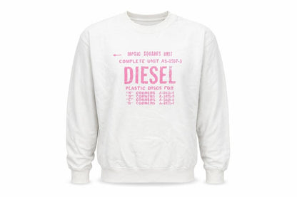 Diesel Unisex White Cotton Pullover Sweatshirt L Logo Graphic