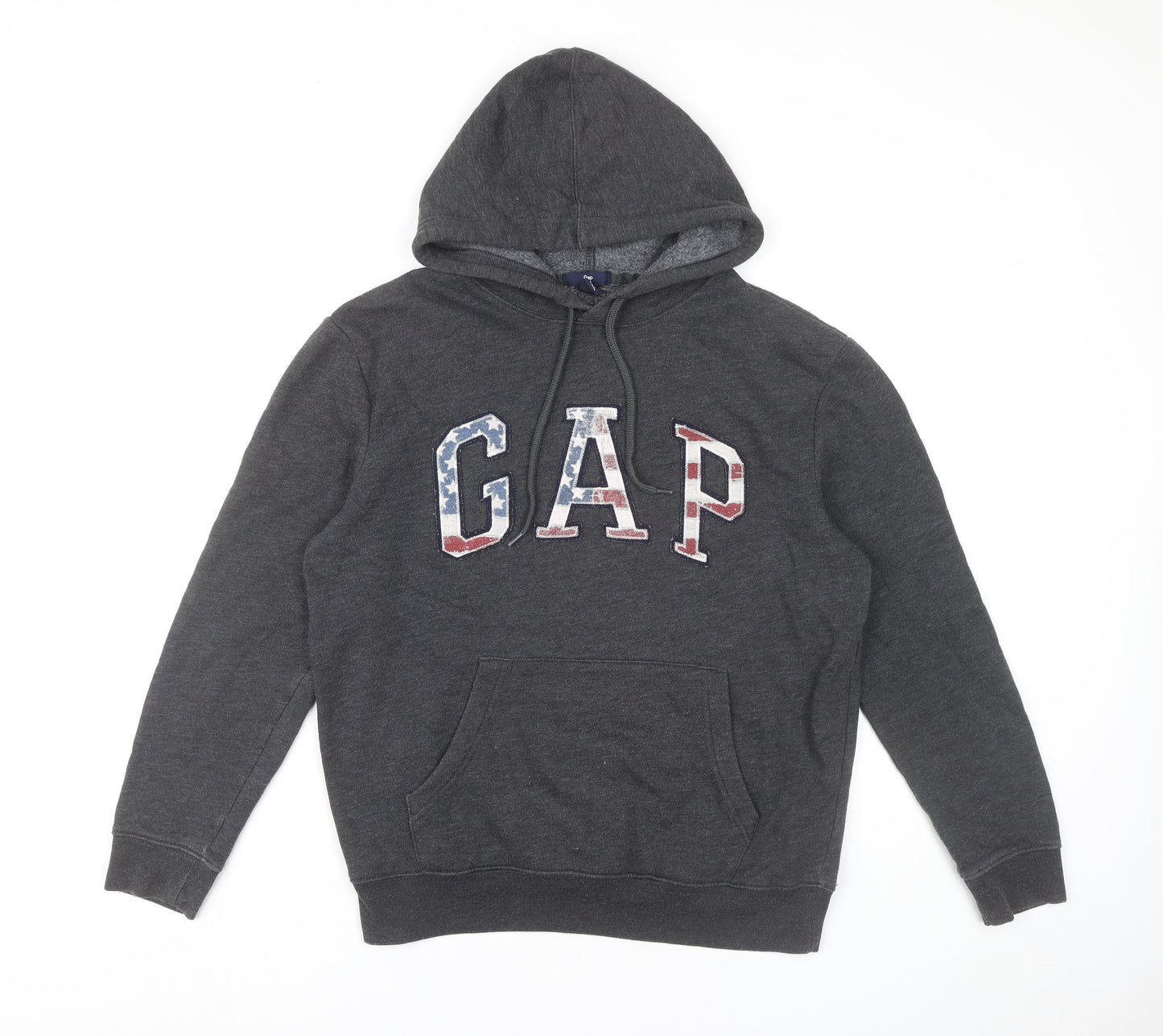 GAP Womens Dark Grey Hoodie Small Pullover Logo Cotton Blend