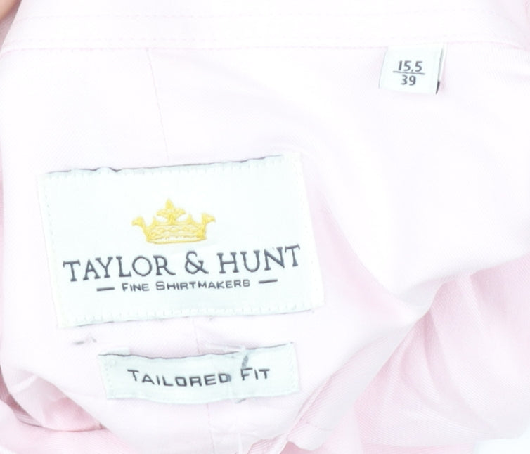 Taylor & Hunt Men's Pink 15.5 Slim Fit Cotton Dress Shirt