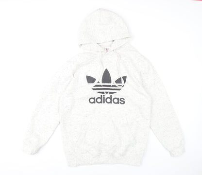 Adidas Men White Pullover Hoodie Small Logo Hooded Sweatshirt