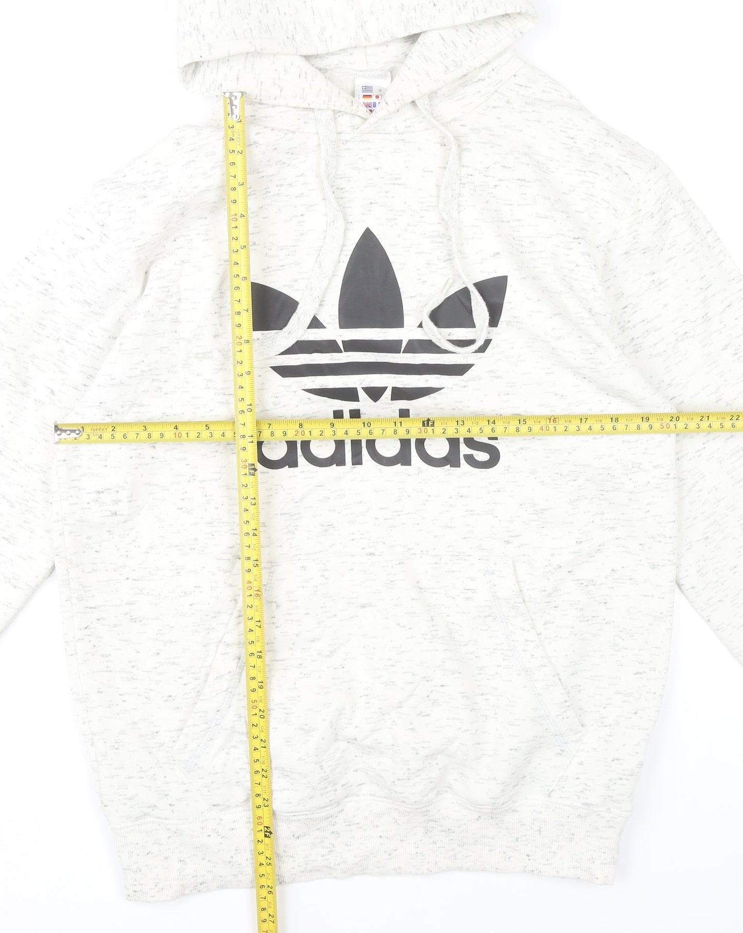 Adidas Men White Pullover Hoodie Small Logo Hooded Sweatshirt