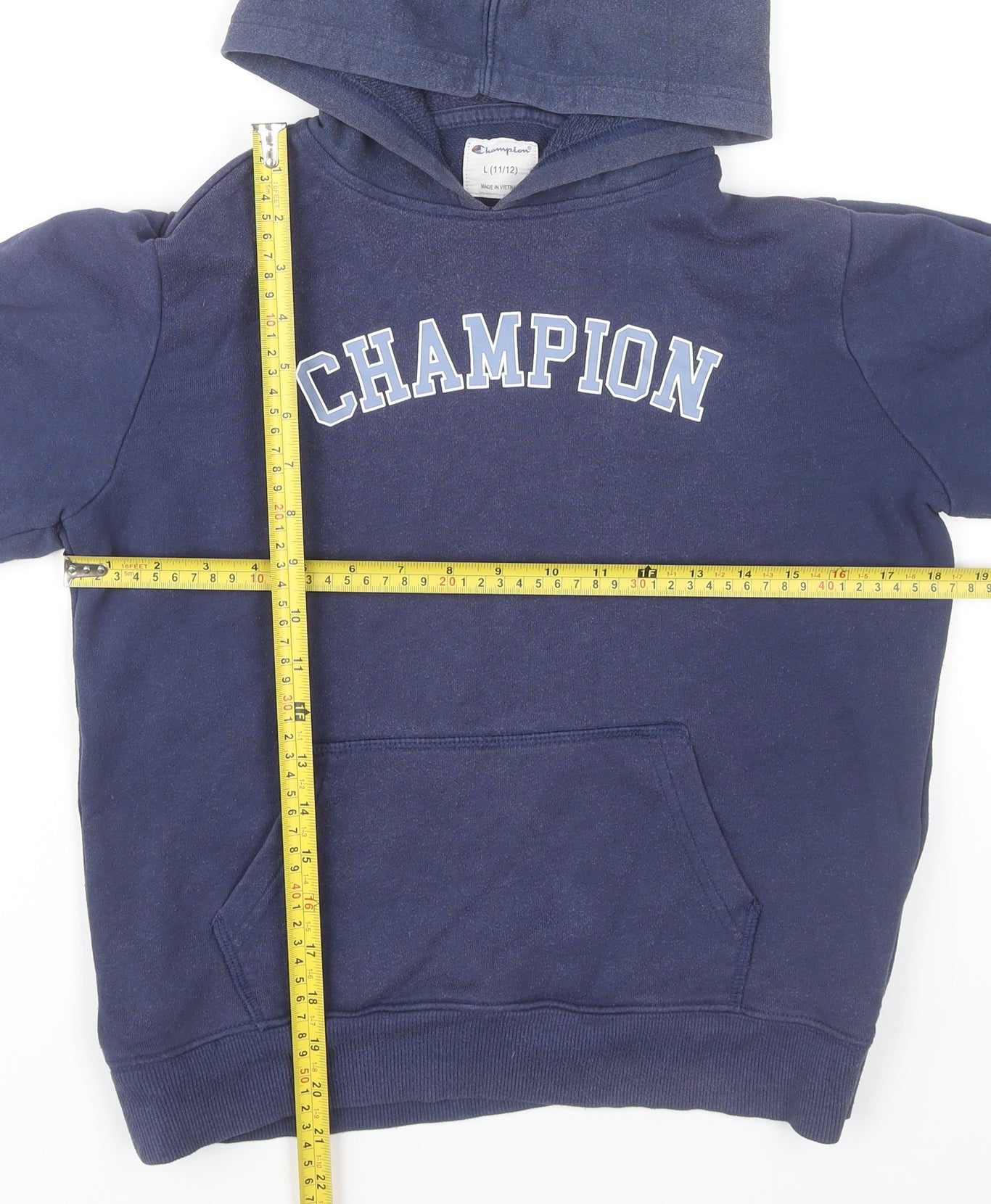 Champion Boys Blue Pullover Hoodie 11-12 Years Regular Fit Logo Sportswear