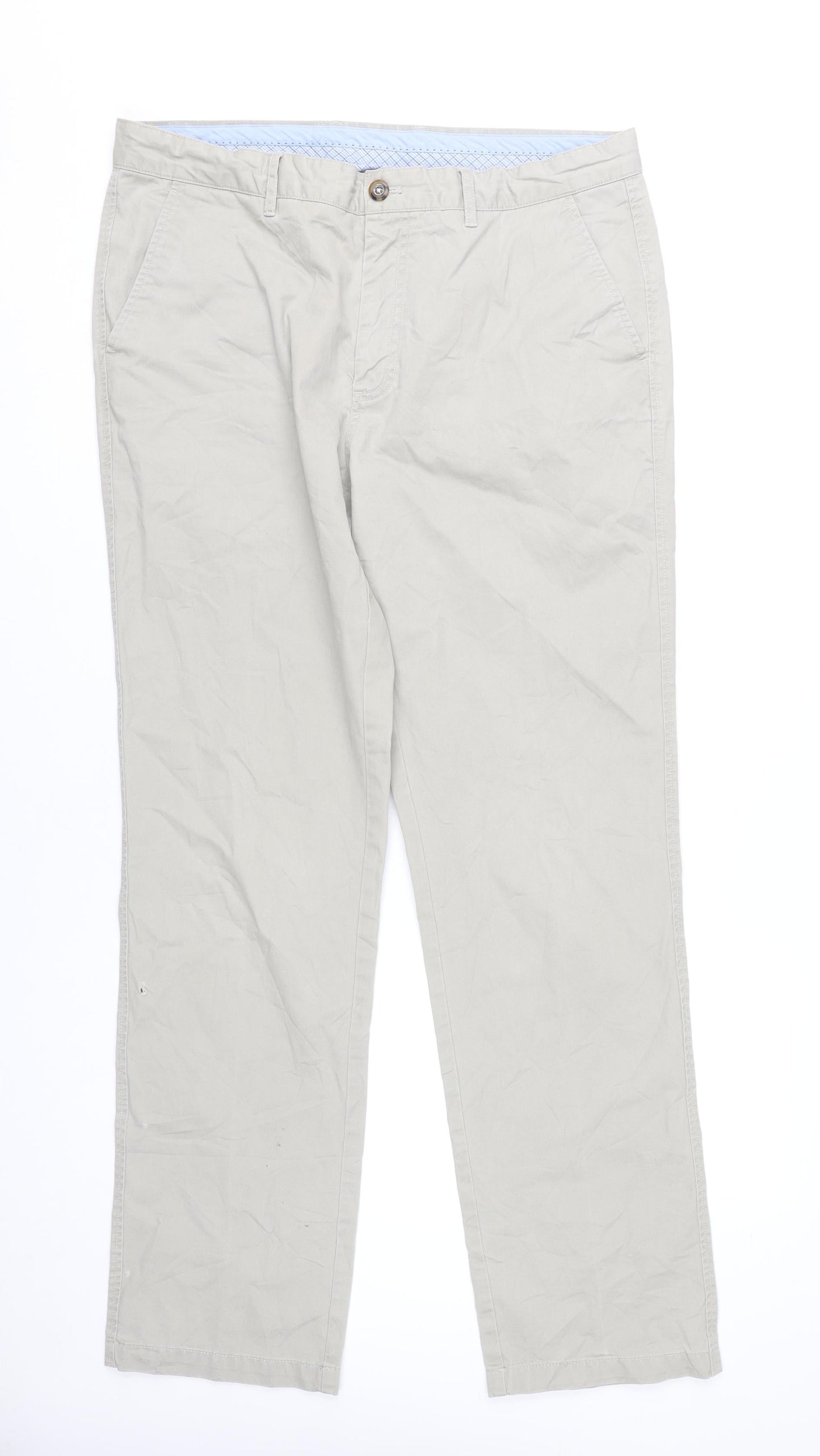 Gurteen Men’s Beige Chino Trousers 36W 32L Straight Cotton