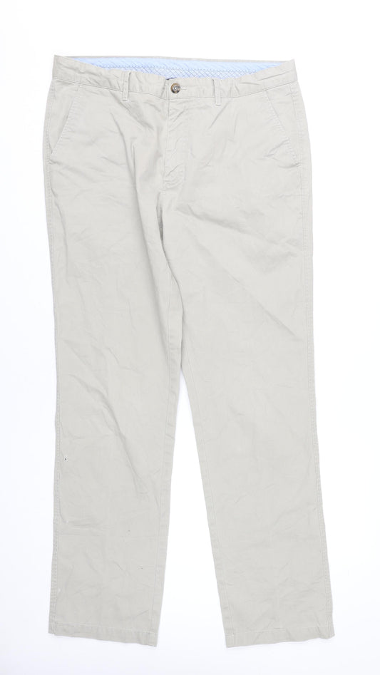 Gurteen Men’s Beige Chino Trousers 36W 32L Straight Cotton