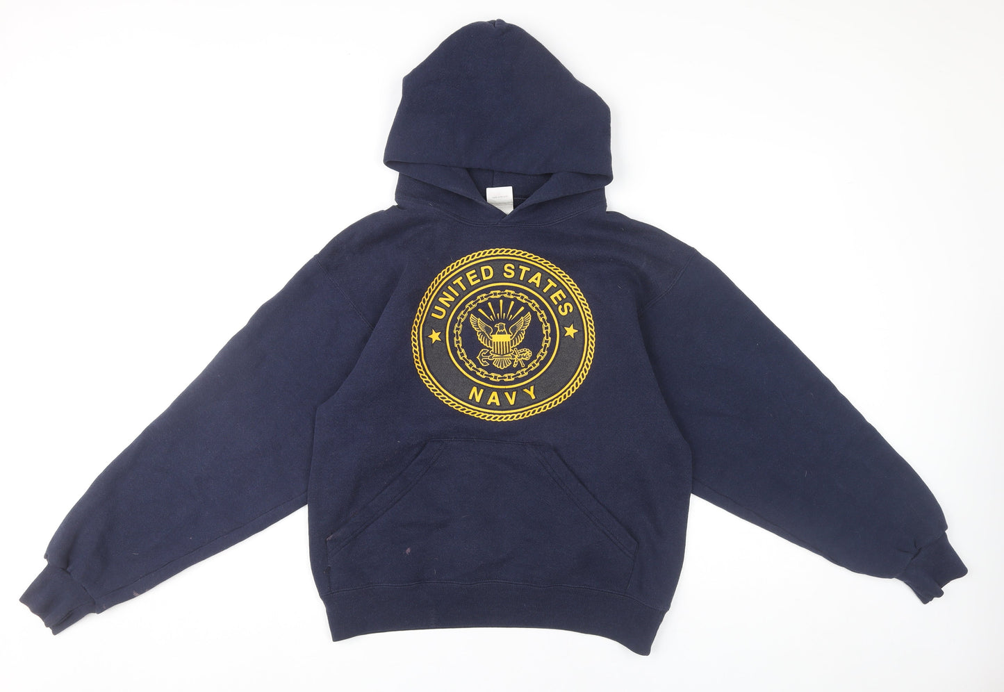 Soffe Unisex Adults Navy Blue Pullover Hoodie Small US Navy Logo