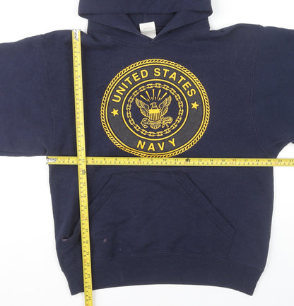 Soffe Unisex Adults Navy Blue Pullover Hoodie Small US Navy Logo