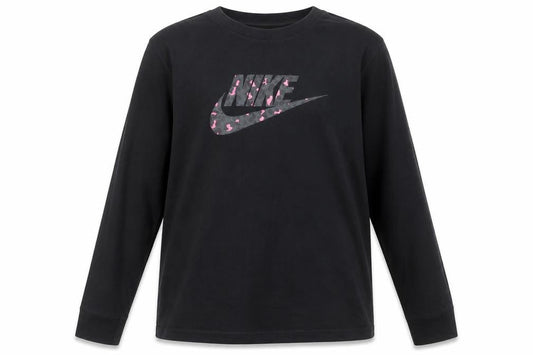 Nike Girls Black XL Long Sleeve Graphic Logo Cotton T-Shirt
