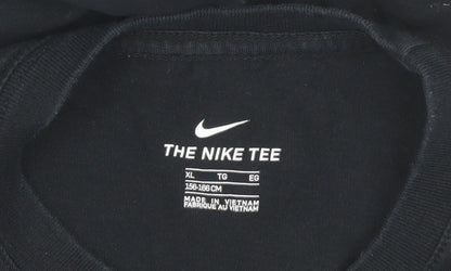 Nike Girls Black XL Long Sleeve Graphic Logo Cotton T-Shirt