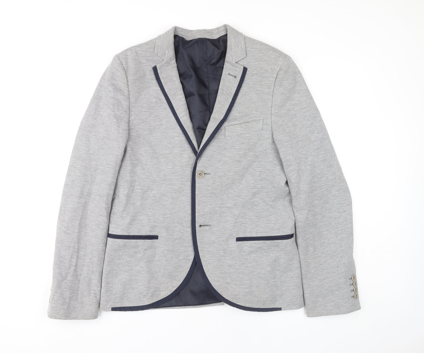 Topman Unisex Adults Grey Blazer Jacket Size L 40in Chest Single-Breasted