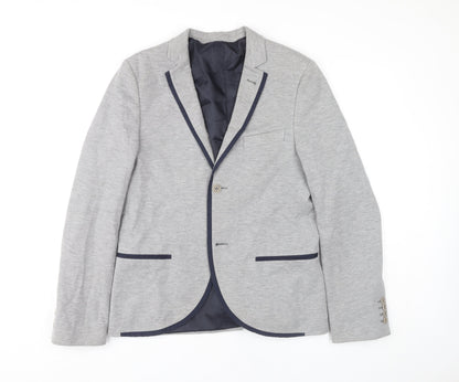 Topman Unisex Adults Grey Blazer Jacket Size L 40in Chest Single-Breasted