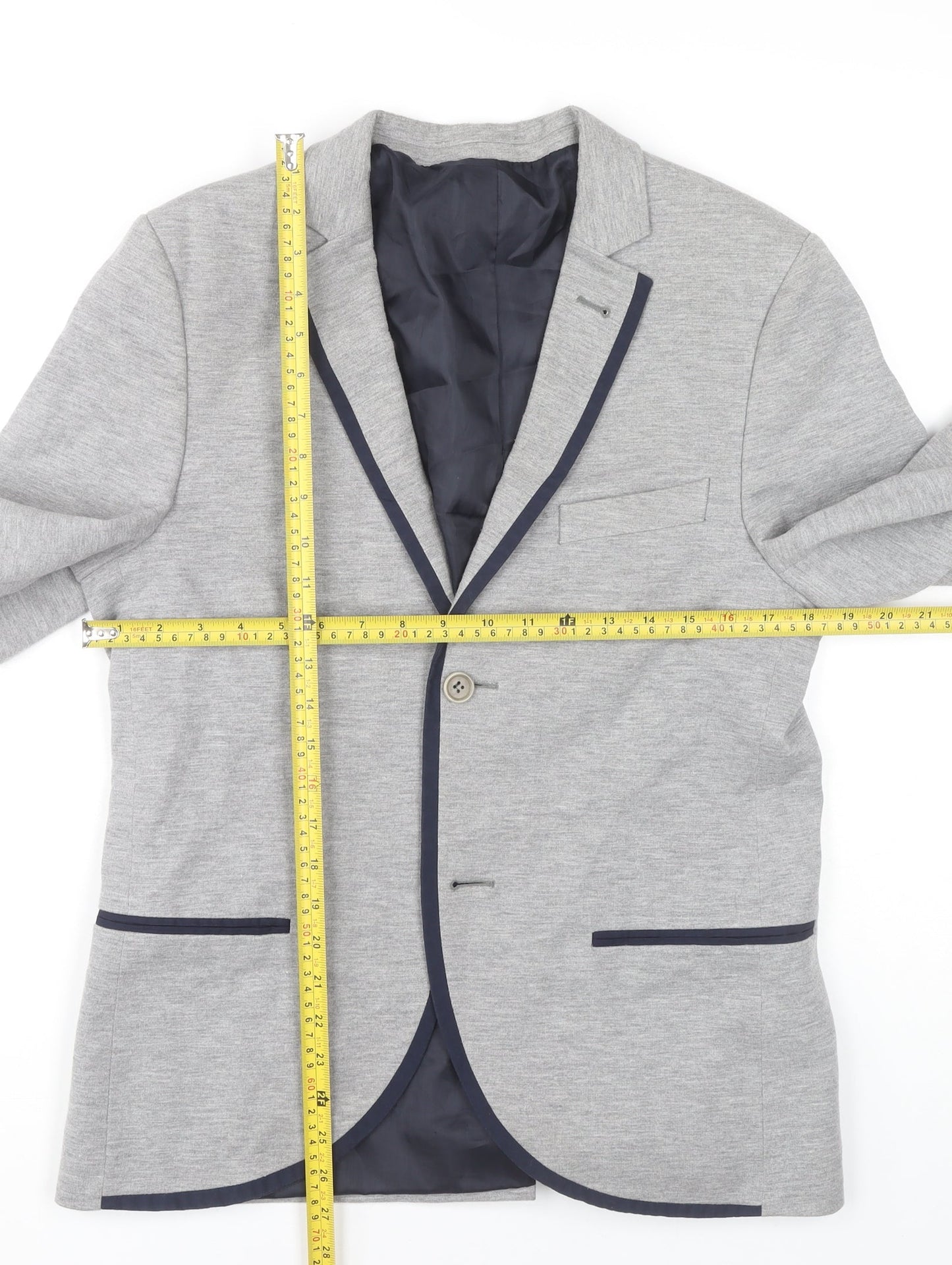 Topman Unisex Adults Grey Blazer Jacket Size L 40in Chest Single-Breasted