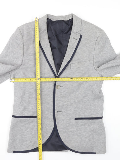 Topman Unisex Adults Grey Blazer Jacket Size L 40in Chest Single-Breasted