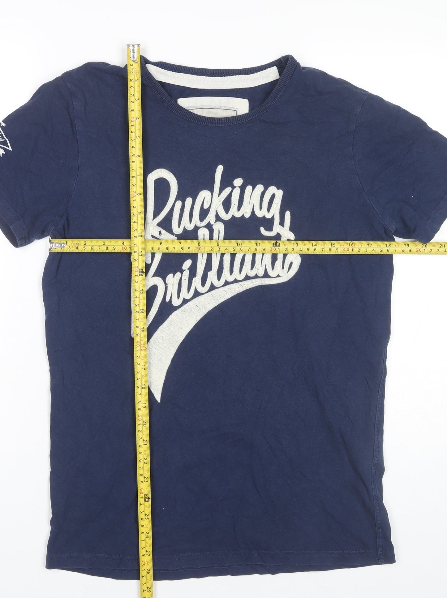Front Up Rugby Men’s Blue Graphic Print Cotton T-Shirt Size M