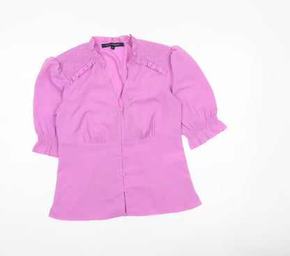 Womens UK Size 10 French Connection Pink Tunic Blouse