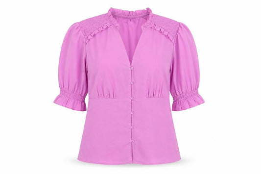 Womens UK Size 10 French Connection Pink Tunic Blouse