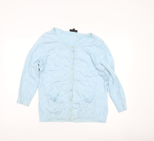 Womens UK Size 16 Warehouse Blue Cardigan Jumper