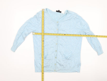 Womens UK Size 16 Warehouse Blue Cardigan Jumper