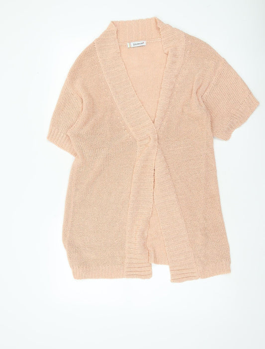 Kaleidoscope Women’s Beige Short Sleeve Open Knit Cardigan Size 10