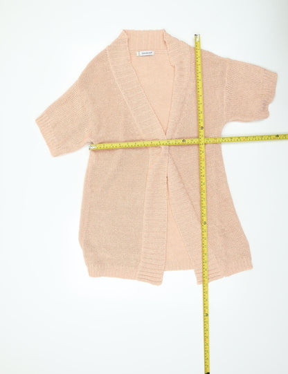 Kaleidoscope Women’s Beige Short Sleeve Open Knit Cardigan Size 10