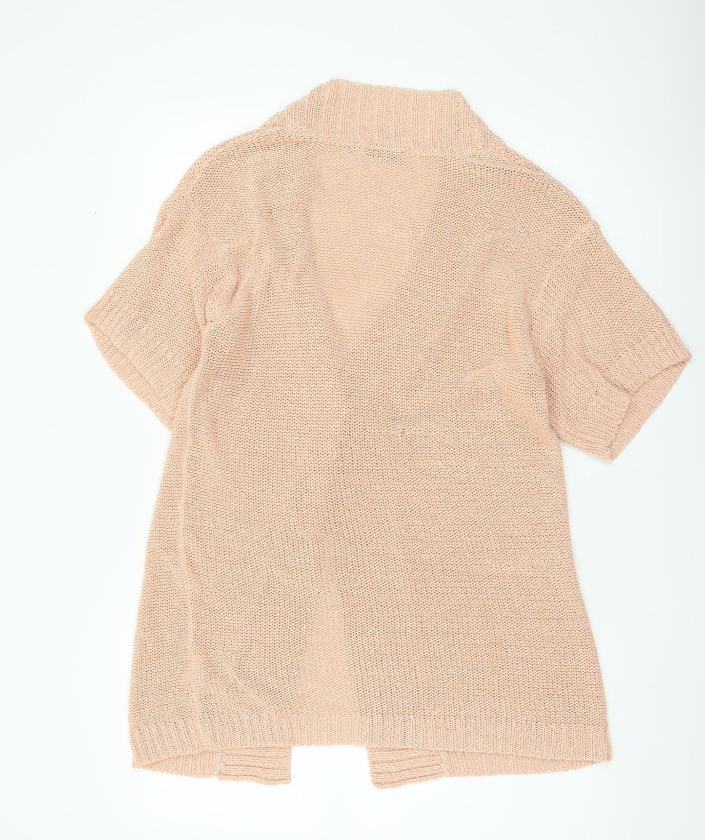 Kaleidoscope Women’s Beige Short Sleeve Open Knit Cardigan Size 10