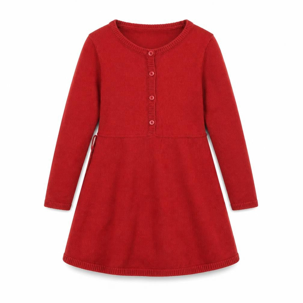 Abercrombie & Fitch Kids Girls Red Fit & Flare Knit Dress 5-6 Years Long Sleeve