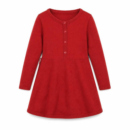 Abercrombie & Fitch Kids Girls Red Fit & Flare Knit Dress 5-6 Years Long Sleeve