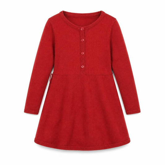 Abercrombie Kids Girls Red Fit & Flare Knit Dress 5-6 Years Long Sleeve