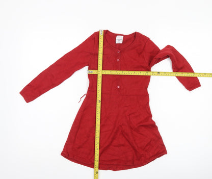 Abercrombie Kids Girls Red Fit & Flare Knit Dress 5-6 Years Long Sleeve