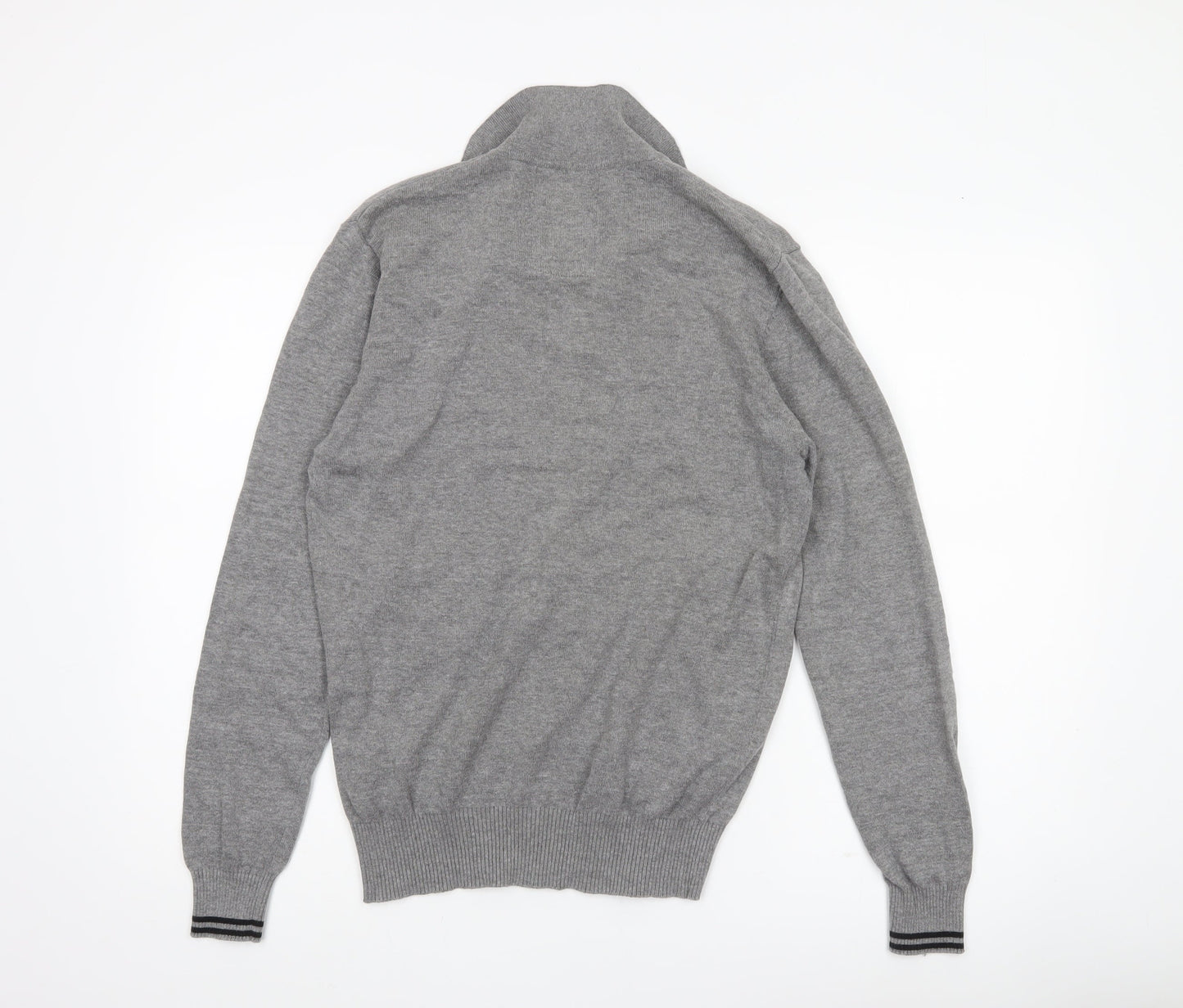 Luke Sport Men’s Grey Cotton Henley Jumper Medium Collared Logo