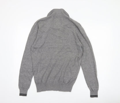 Luke Sport Men’s Grey Cotton Henley Jumper Medium Collared Logo