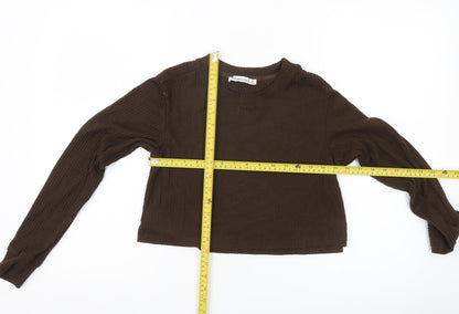 Abercrombie & Fitch Women’s Brown XS Ribbed Knit Pullover Jumper