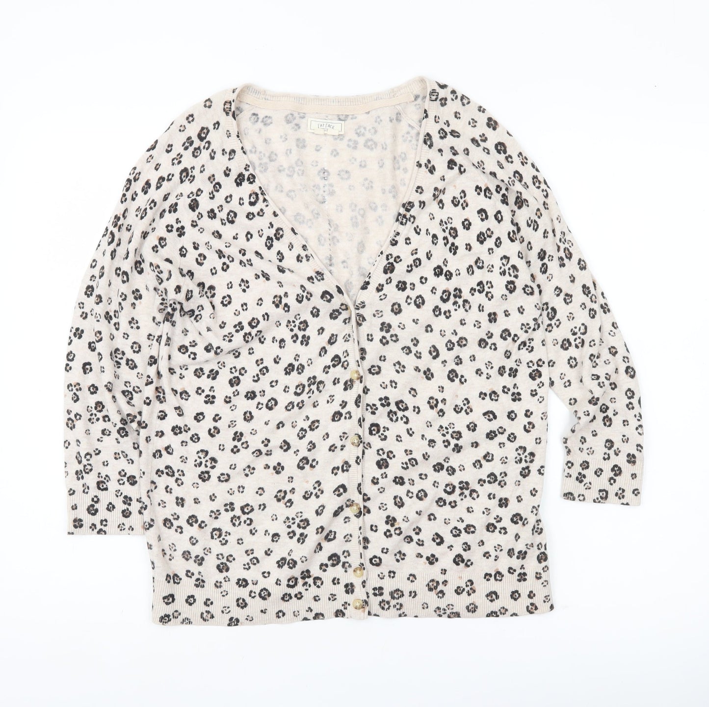 Womens UK Size 12 Fat Face Beige Cardigan Jumper