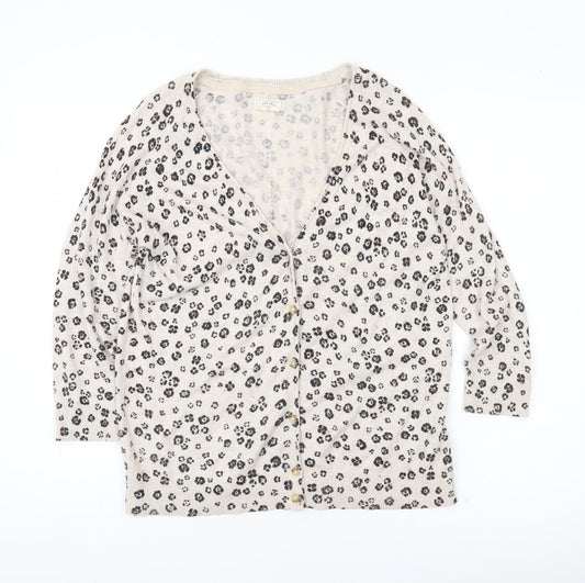 Womens UK Size 12 Fat Face Beige Cardigan Jumper