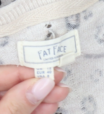 Womens UK Size 12 Fat Face Beige Cardigan Jumper