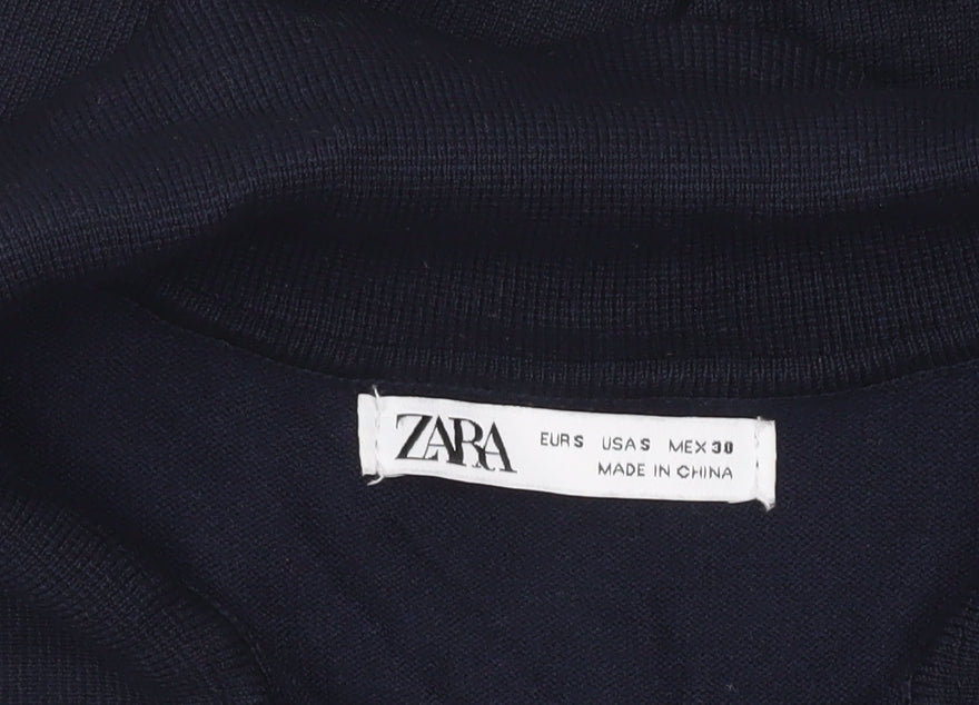 Zara Men’s Blue Polo Shirt Size S Short Sleeve Viscose Knit